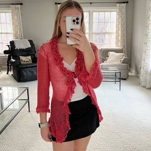 pink handmade frill cardigan